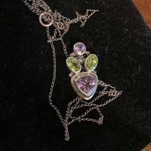 Sterling silver beautiful birthstone/ mothers necklace